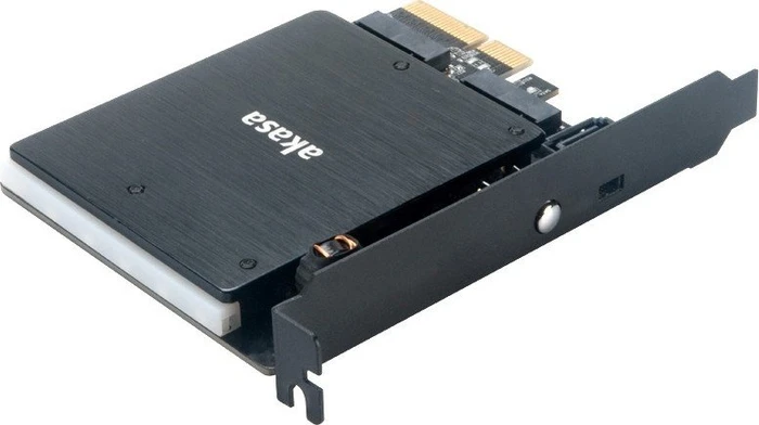 Akasa M.2 PCIe and M.2 SATA SSD adapter card with RGB LED light and heatsink