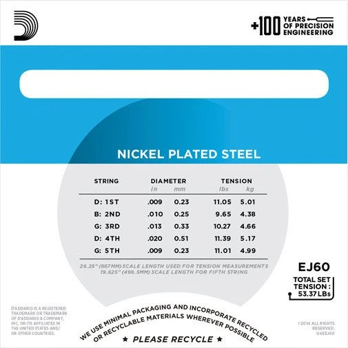 D'Addario 5-String Banjo Nickel Light