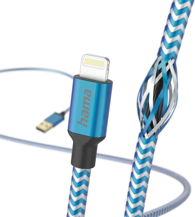 Hama Ladekabel Reflective USB-A/Lightning 1.5m Nylon blau