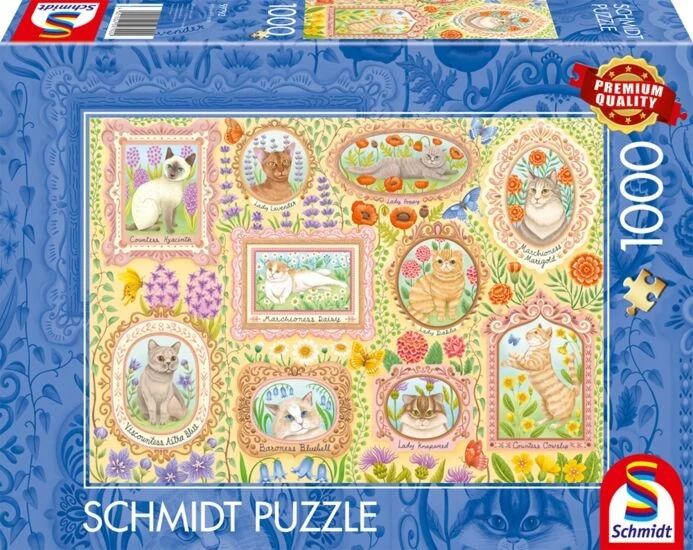 Schmidt Spiele Adelige Katzen in Blütenpracht (1000 Teile) Image