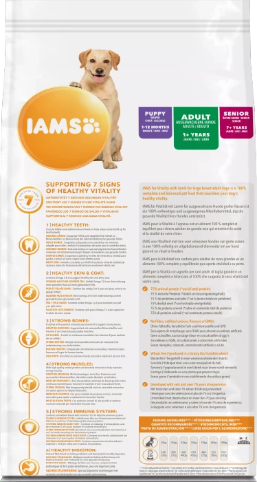 IAMS for Vitality für ausgewachsene Hunde großer Rasse, mit Lamm, 12kg