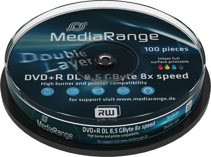 MediaRange DVD+R 8.5GB, 8x, 10er Spindel, printable