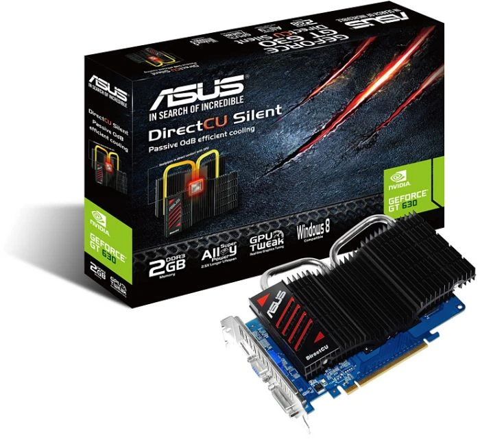 ASUS GeForce GT 630 DirectCU Silent V2, GT630-DCSL-2GD3-V2, 2GB DDR3, VGA, DVI, HDMI