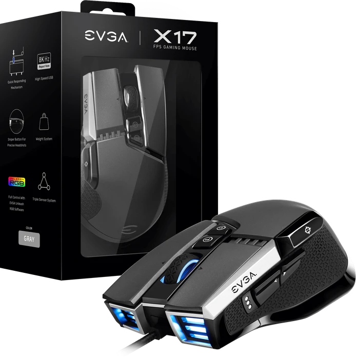 EVGA X17 Gaming Maus grau, USB