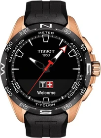 Tissot T-Touch Connect Solar schwarz/gold mit Kautschukarmband schwarz
