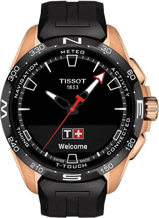 Tissot T-Touch Connect Solar schwarz/gold mit Kautschukarmband schwarz