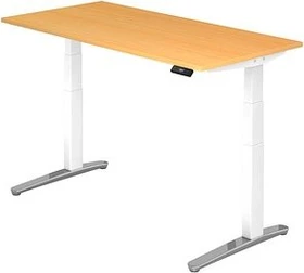 Hammerbacher Ergonomic Aktiv XBHM16 elektrisch höhenverstellbarer Sitz-Steh-Schreibtisch 160x80cm Buche/weiß