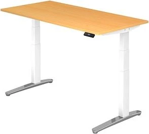 Hammerbacher Ergonomic Aktiv XBHM16 elektrisch höhenverstellbarer Sitz-Steh-Schreibtisch 160x80cm Buche/weiß