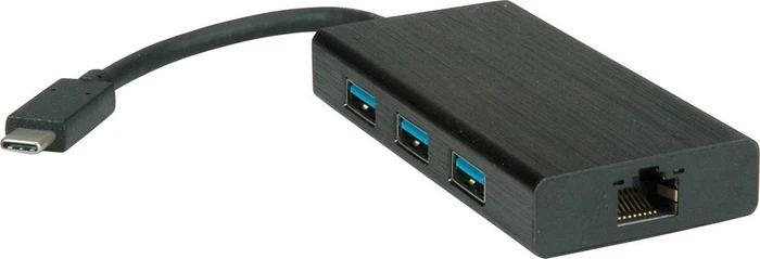 Value USB 3.2 Gen 1 Typ C zu Gigabit Ethernet Konverter + Hub, USB-C 3.0 [Stecker]