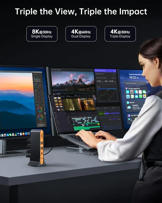 Novoo 15-in-1 Triple Display Docking Station, USB-C 3.1 [Buchse]