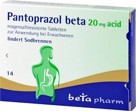 betapharm Pantoprazol beta 20mg acid magensaftresistente Tabletten, 14 Stück