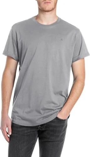 Replay Label-Stitching T-Shirt kurzarm lead grey (Herren)