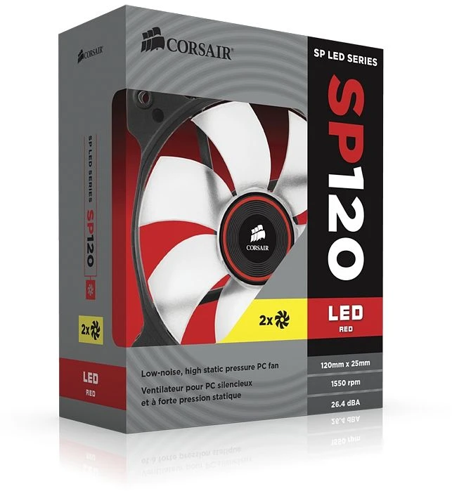 Corsair Air Series SP120 LED Red High Static Pressure, 120mm, 2er-Pack
