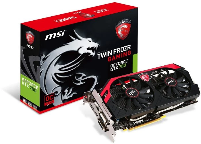 MSI GeForce GTX 760, N760 TF 2GD5/OC Twin Frozr Gaming, 2GB GDDR5, 2x DVI, HDMI, DP
