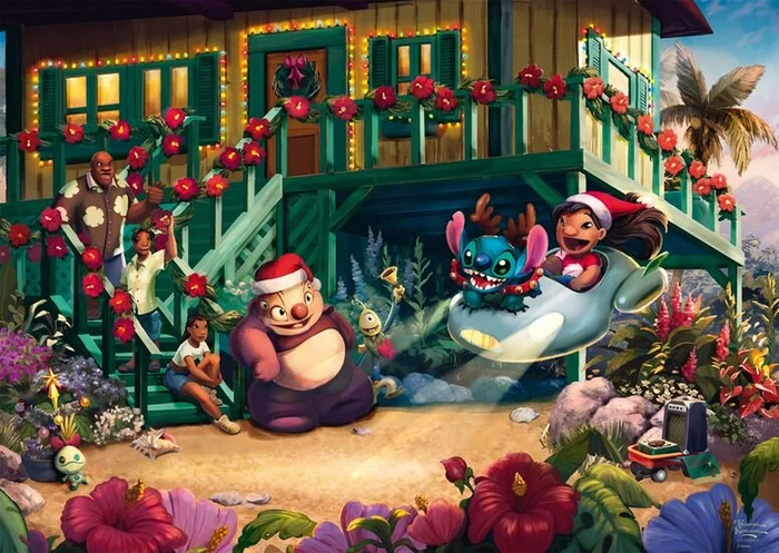 Schmidt Spiele Thomas Kinkade Disney Lilo and Stitch Aloha Christmas