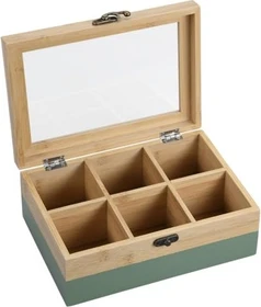Kesper Bambus Teebox mit 6 Fächern grün