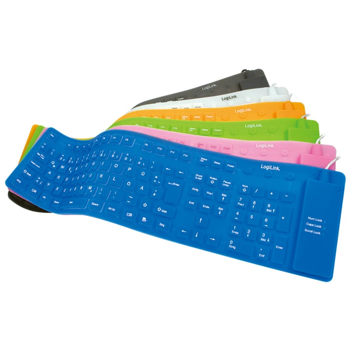 LogiLink Flexible Waterproof Keyboard pink, PS/2 &, PS/2 & USB, DE