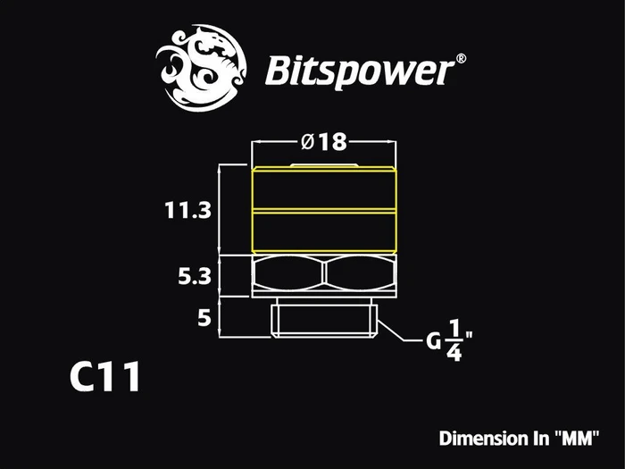 Bitspower Anschluss G1/4" auf 10/8mm II matt schwarz