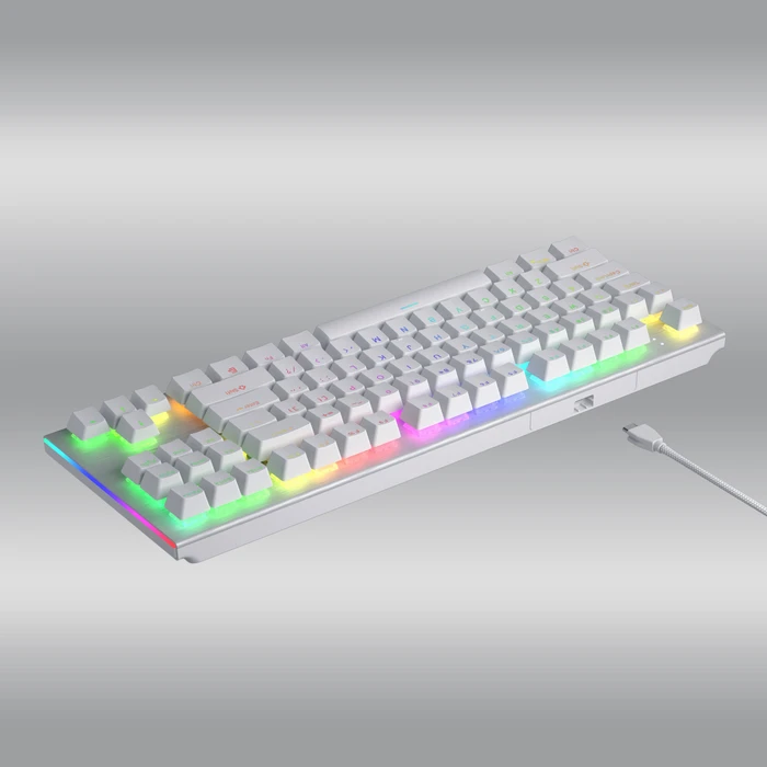 Hator Gravity X TKL Wired, weiß/silber, LEDs RGB, Aurum Orange rev.2.0, USB, US