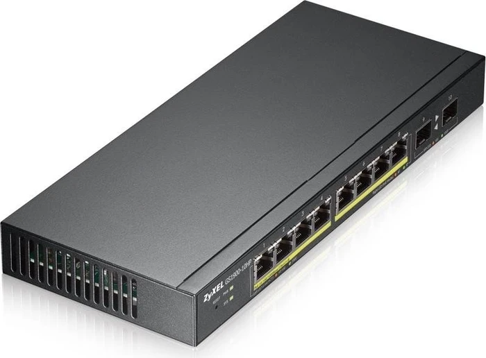 Zyxel GS1900 Desktop Gigabit Smart Switch, 8x RJ-45, 2x SFP, 77W PoE+