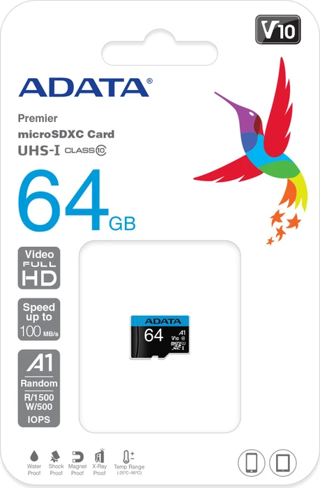 ADATA Premier R100/W25 64GB, UHS-I U1, A1, Class 10