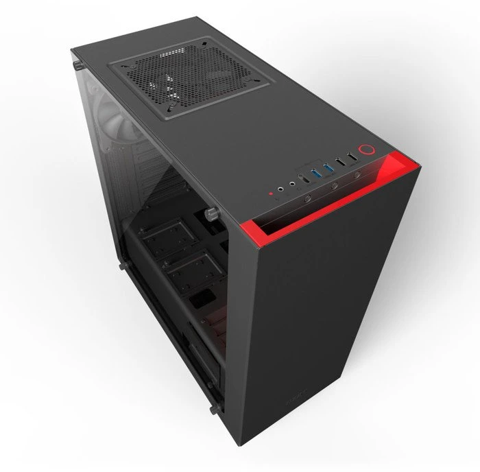 NZXT Source S340 Elite schwarz/rot, Glasfenster