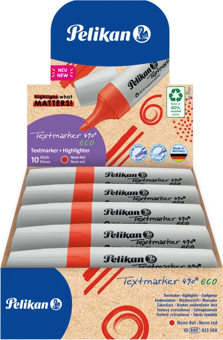 Pelikan Textmarker 490 eco neonrot, 10er-Pack