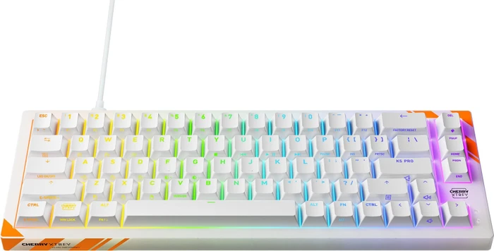 Cherry XTRFY K5 Pro TMR Compact, weiß/orange, MK Crystal Magnetic, USB, US