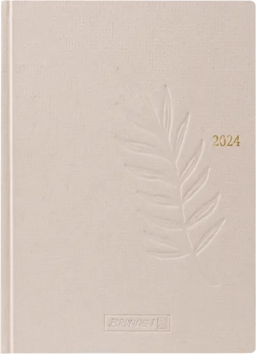 Brunnen Modell 736 Taschenkalender Tageskalender 2024, 100x140mm, Karton-Cover, hanf, 184 Blatt