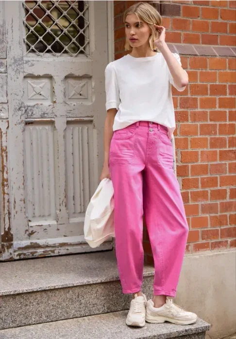 Street One Studio Barrel Leg Loose Fit Jeans pink washed (Damen)