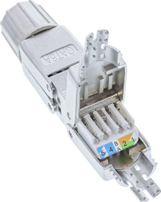 InLine Kabelverbinder RJ-45 Buchse/Verlegekabel Cat.6A, LSA, geschirmt, flach