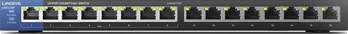 Linksys LGS100 Desktop Gigabit Switch, 16x RJ-45, 80W PoE+