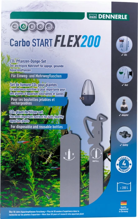 Dennerle Carbo START FLEX200 Set, Präzisions-Druckminderer für Einweg und Mehrweg CO2 Druckflaschen