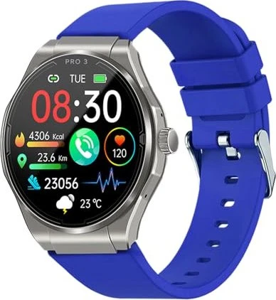 Knauermann Pro 3 (2024) rund mit Silikonarmband silber/blau
