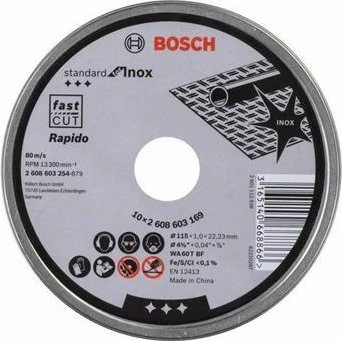 Bosch Professional WA60TBF Standard for Inox Trennscheibe, 115x1x22.23mm, 10 Stück