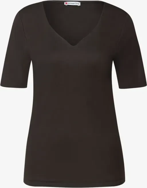 Street One Herzausschnitt T-Shirt kurzarm deep roast brown (Damen)
