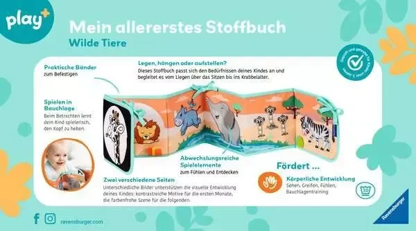 Ravensburger play+ Mein allererstes Stoffbuch: Wilde Tiere
