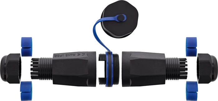 InLine Kabelverbinder RJ-45 Buchse/Verlegekabel Cat.6A, geschirmt, IP68, Leergehäuse mit Deckel