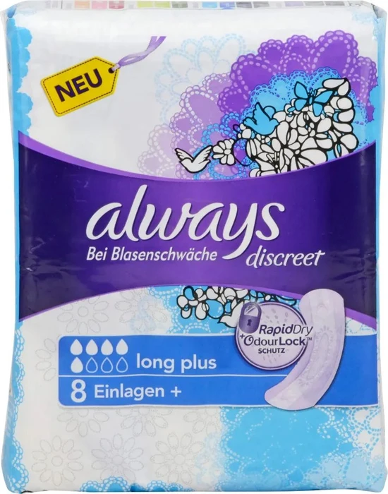 Always Discreet Long Plus Hygieneeinlage, 8 Stück