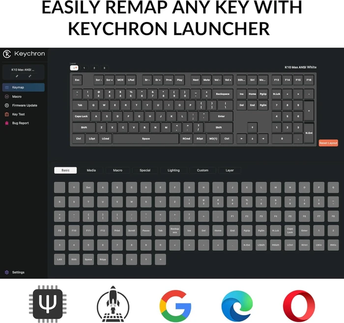 Keychron K10 Max, schwarz/grau, LEDs weiß, Keychron Super RED, USB/Bluetooth, US