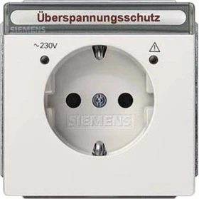 Siemens DELTA style Schuko-Steckdose mit Überspannungsschutz, platinmetallic