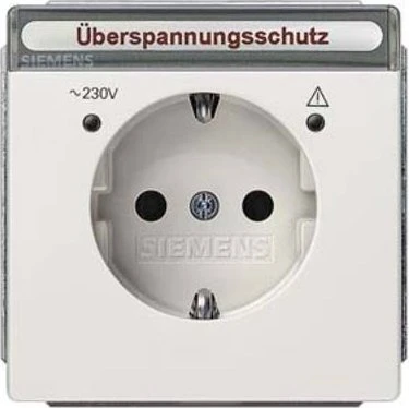 Siemens DELTA style Schuko-Steckdose mit Überspannungsschutz, platinmetallic