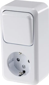 ChiliTec FASKO Kombi Steckdose Schalter, AP, Weiß 250V~, Aufputz, Schraubanschluss