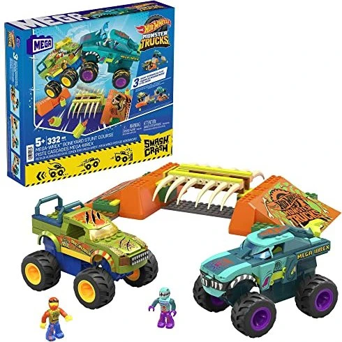 Mattel Mega Bloks Hot Wheels Monster Trucks Mega-Wrex Knochen Crash Stuntbahn