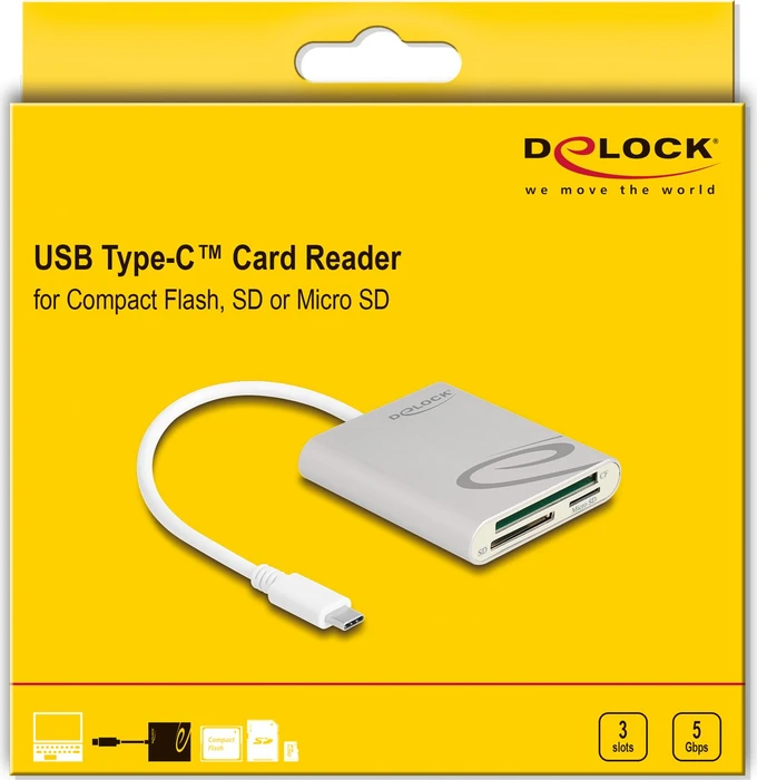 DeLOCK USB-C Card Reader, USB-C 3.0 [Stecker]