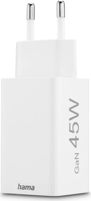 Hama GaN Schnellladegerät, USB-C/USB-A, 1x USB-C + 2x USB-A, 45W, weiß