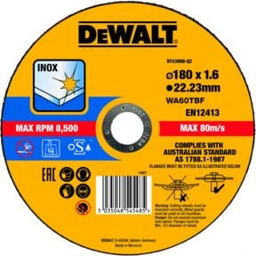 DeWalt DT43908 Extreme Long Life Trennscheibe, 180x1.6x22.23mm, 1 Stück