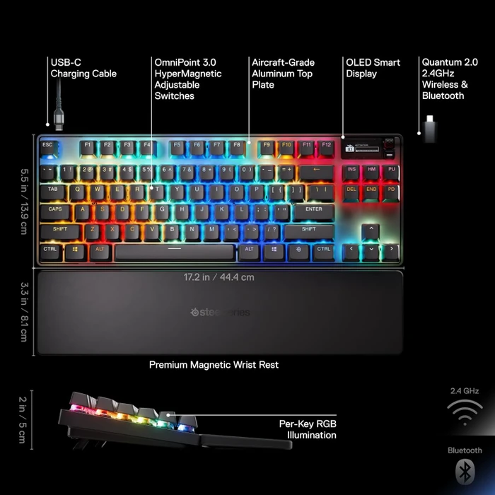 SteelSeries Apex Pro TKL Wireless Gen 3, schwarz, OmniPoint 3.0, USB/Bluetooth, US