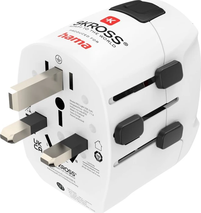Hama World Travel Adapter Pro Light USB, 2x USB-A