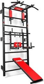 K-Sport Bank-/Dipstation-/Klimmzugstange Sprossenwand, 230x67cm, schwarz/rot